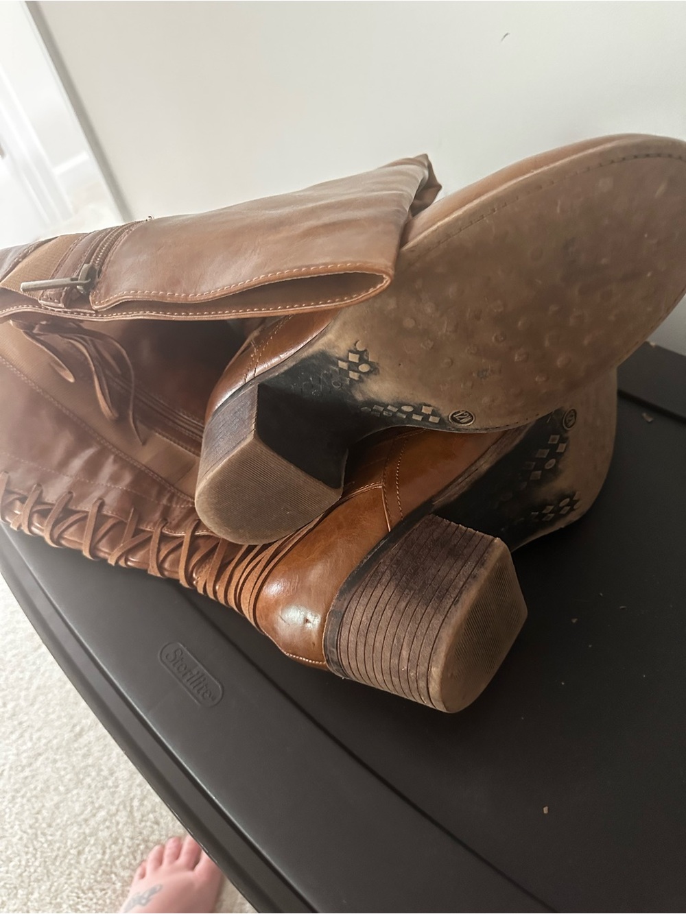 torrid Brown Lace-Up Mid Heel Leather Boots